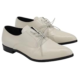 Prada-Prada Calzature Donna Lace Up Shoes in White Canvas-White
