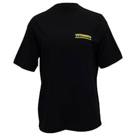 Vêtements-Vetements Logo-Printed T-shirt in Black Cotton-Black