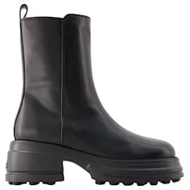 Tod's-Gomma Tronchetto Boots - Tod's - Leather - Black-Black