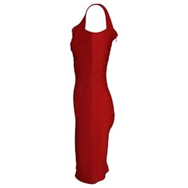 Herve Leger-Herve Leger by Max Azria Bandage Dress in Red Rayon-Red