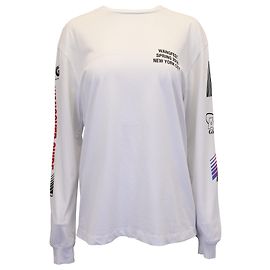 Alexander Wang Wangfest Primavera 2018 T-Shirt Manga Comprida em Algodão Branco Branco