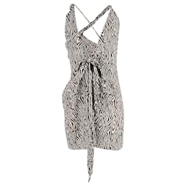 Nanushka-Nanushka Crinkled Crepe Mini Wrap Dress in Animal Print Viscose-Other,Python print