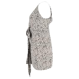 Nanushka-Nanushka Crinkled Crepe Mini Wrap Dress in Animal Print Viscose-Other