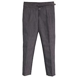 Yves Saint Laurent-Yves Saint Laurent Pants Jacquard Print Pants in Grey Polyamide-Grey