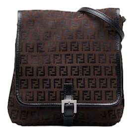 Fendi-Sac bandoulière en toile zucchino 8BT052-Marron