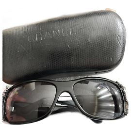 Chanel Crystal Bijou Numero 1 Sunglasses Black Black