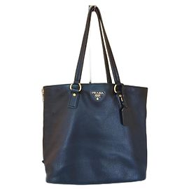 Sac cabas Prada en cuir noir Noir