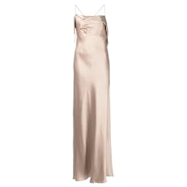 Autre Marque-Michelle Mason champagne beige silk cowl neck gown-Beige