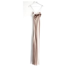 Autre Marque-Michelle Mason champagne beige silk cowl neck gown-Beige