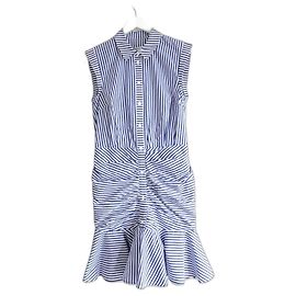 Veronica Beard Bell Button-Down-Hemdkleid mit Rüschen Blau