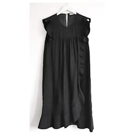Isabel Marant Etoile-Isabel Marant Etoile Kleid aus schwarzer Seide mit Rüschen-Schwarz