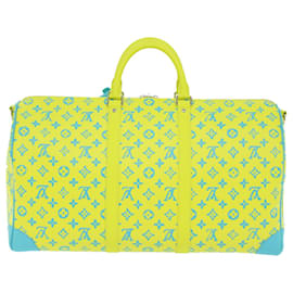 Louis Vuitton-LOUIS VUITTON Monograma Neon Color Keepall Bandouliere 50 Saco M21869 auth 46404NO-Amarelo,Azul claro