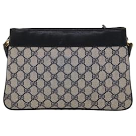Gucci-GUCCI GG Canvas Sherry Line Shoulder Bag Gray Red Navy 904.02.035... auth 45948-Red,Grey,Navy blue