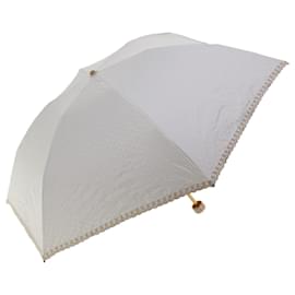 Céline-CELINE Guarda-chuva dobrável em lona de macadame Nylon Bege Autenticação7407b-Bege