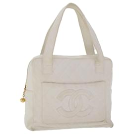 Chanel-CHANEL Matelasse Shoulder Bag Lamb Skin White CC Auth 45905-White