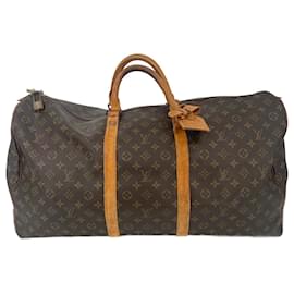 Louis Vuitton-Brown Coated Canvas Louis Vuitton Keepall Bandouliere 60-Brown