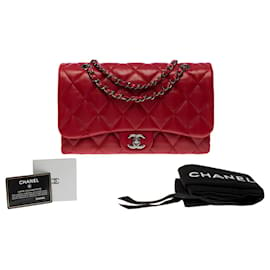 Chanel-Sac CHANEL Timeless/Classique en Cuir Rouge - 101255-Rouge
