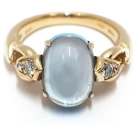 Bulgari-[BVLGARI] Bvlgari K18Anel de diamante topázio azul YG único 750YG Jewelry Grande [Concluído] [Usado]-Dourado