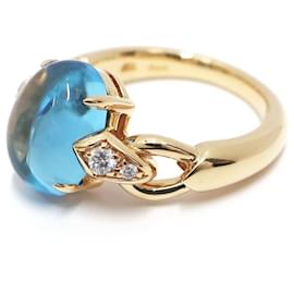 Bulgari-[BVLGARI] Bvlgari K18Anel de diamante topázio azul YG único 750YG Jewelry Grande [Concluído] [Usado]-Dourado