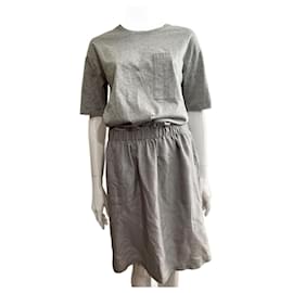 Joseph-ISA übergroßes Kleid aus Seide und Baumwolle-Grau