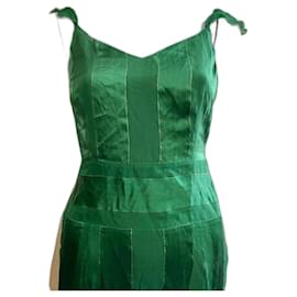 Diane Von Furstenberg-DvF vintage silk dress in green and gold-Golden,Green