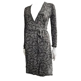 Joseph-Wrap dress with an abstract pattern-Black,Multiple colors