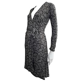 Joseph-Wrap dress with an abstract pattern-Black,Multiple colors
