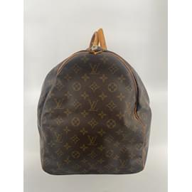 Louis Vuitton-Brown Coated Canvas Louis Vuitton Keepall 60-Brown