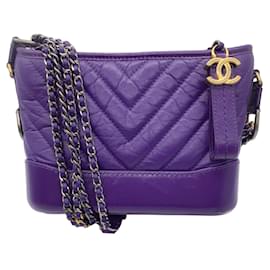 Chanel-Chanel Violet Purple Gabrielle Small Quilted Leather Hobo Bag-Purple