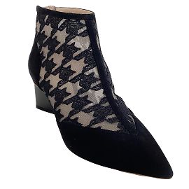 Nicholas Kirkwood Black Suede Prism Houndstooth Booties Black