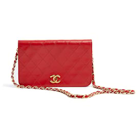 Chanel-Vintage WOC red leather short strap-Red
