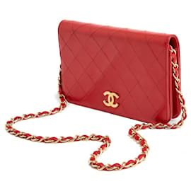 Chanel-Vintage WOC red leather short strap-Rouge