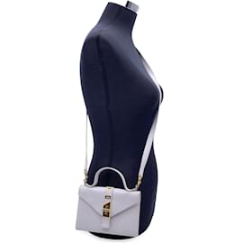 Fendi-Mini sac à main convertible en cuir texturé blanc vintage-Blanc