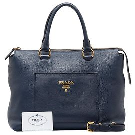 Bolsa de couro Prada 1BA063 2way Azul