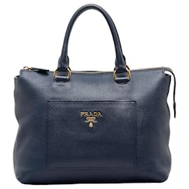Prada-Prada Vitello Handbag Leather Handbag 1BA063 in Good condition-Blue
