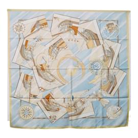 Hermès-Hermes Carré Face au Large Silk Scarf Cotton Scarf in Good condition-Yellow