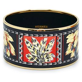 Hermès Hermes Black Extra Wide Brazil Enamel Bangle Black