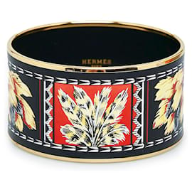 Hermès-Hermes Black Extra Wide Brazil Enamel Bangle-Black