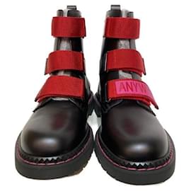 Valentino Garavani-****VALENTINO GARAVANI Strap Anytime Boots-Black,Pink,Dark red