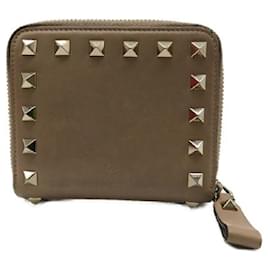 Valentino Garavani-****VALENTINO GARAVANIPortafoglio compatto Rockstud beige-Beige