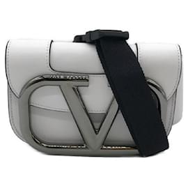 Valentino Garavani-****VALENTINO GARAVANI Bolsa de Cintura Super Vee Branca X Preta-Preto,Branco