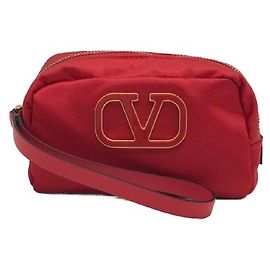 ****VALENTINO GARAVANI Red Vanity Pouch Mini Pouch Red