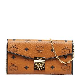 MCM Visetos Canvas Patricia Geldbörse mit Kette Braun