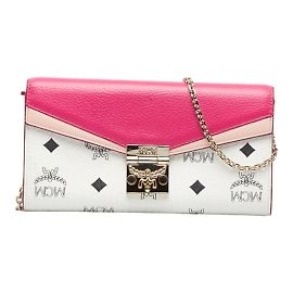 MCM Visetos Canvas Millie Wallet on Chain Pink