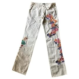 Versace Jeans Couture-calça, leggings-Branco,Multicor