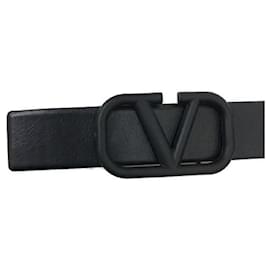 Valentino Garavani-****VALENTINO GARAVANI V Loco Signature calf leather Belt-Black