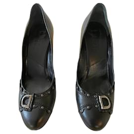 Dior Black Leather Heels Size 40 Black