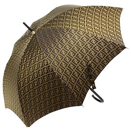 FENDI Zucca Canvas Umbrella Nylon Brown Black Auth yk7409b Brown Black
