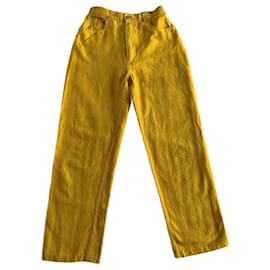 Christian Dior-Pants, leggings-Yellow