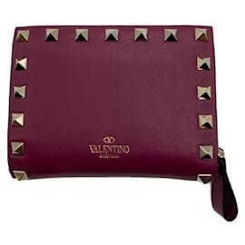 Valentino Garavani-****VALENTINO GARAVANI Purple Rockstud  Bifold Wallet-Purple